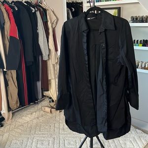Oversized black button up
